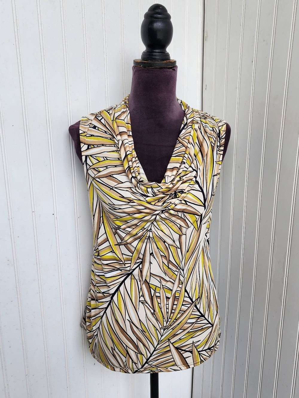 Tahari Tank Top Women's Floral Cowl Neck Sleeveless Career Printed Shirt Sz S